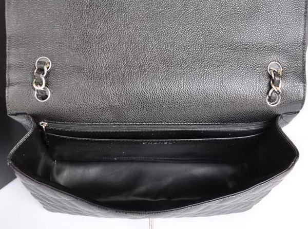 Chanel A47600 Black Original Caviar Leather Jumbo Flap Bag Silver Chanel A47600 Black Original Caviar Leather Jumbo Flap Bag Silver