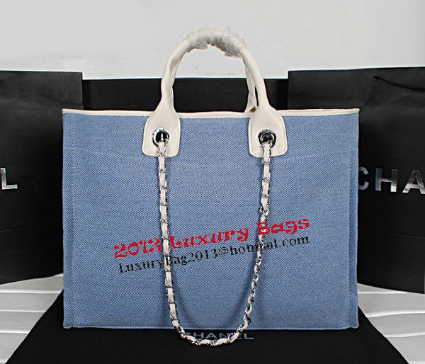 Chanel Medium Canvas Shopping Bag A67012 Light Blue Chanel Medium Canvas Shopping Bag A67012 Light Blue