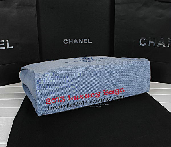 Chanel Medium Canvas Shopping Bag A67012 Light Blue Chanel Medium Canvas Shopping Bag A67012 Light Blue