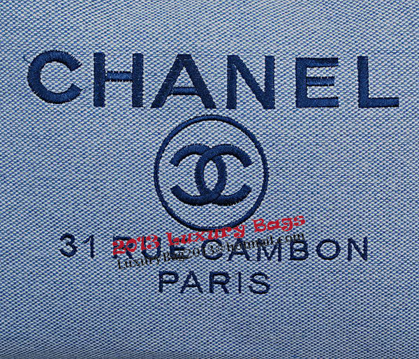 Chanel Medium Canvas Shopping Bag A67012 Light Blue Chanel Medium Canvas Shopping Bag A67012 Light Blue