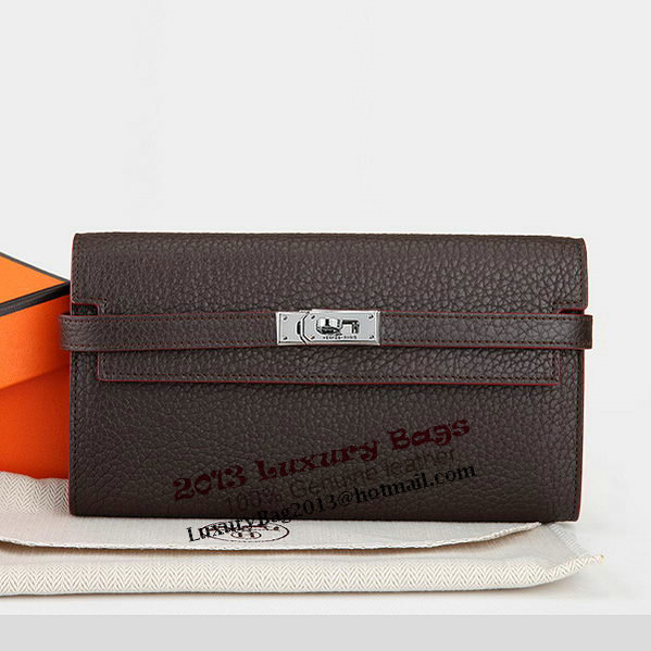 Hermes Kelly Original Leather Bi-Fold Wallet A708 Brown Hermes Kelly Original Leather Bi-Fold Wallet A708 Brown