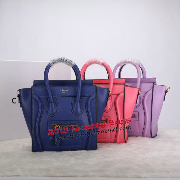 Celine Luggage Nano Bag Smooth Leather C106 Blue Celine Luggage Nano Bag Smooth Leather C106 Blue