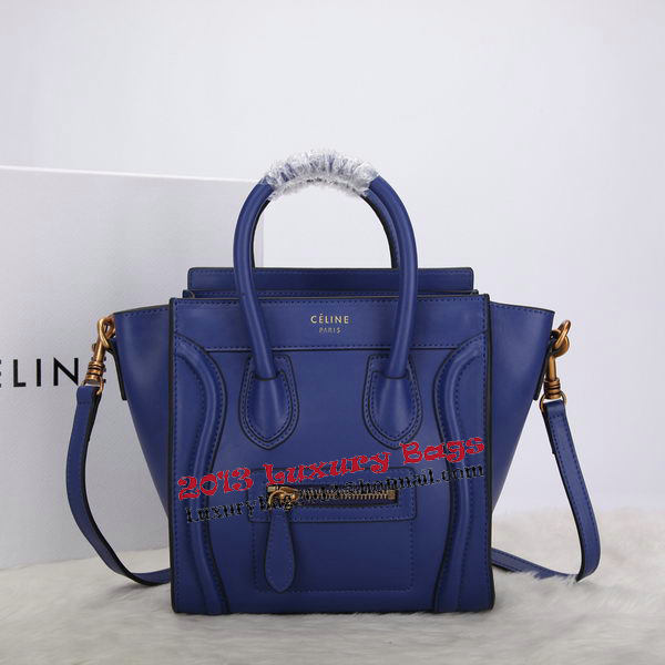 Celine Luggage Nano Bag Smooth Leather C106 Blue Celine Luggage Nano Bag Smooth Leather C106 Blue