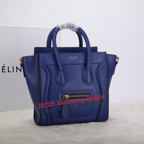 Celine Luggage Nano Bag Smooth Leather C106 Blue Celine Luggage Nano Bag Smooth Leather C106 Blue