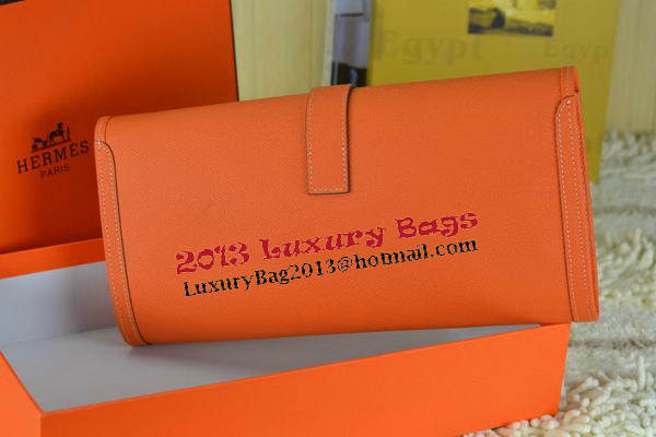 Hermes Jige Clutch Bag Calfskin Leather Orange Hermes Jige Clutch Bag Calfskin Leather Orange