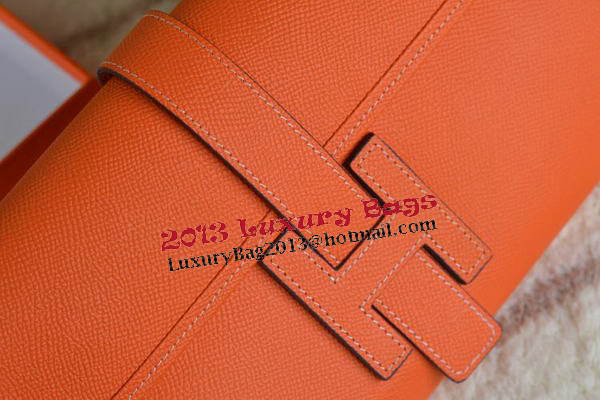 Hermes Jige Clutch Bag Calfskin Leather Orange Hermes Jige Clutch Bag Calfskin Leather Orange