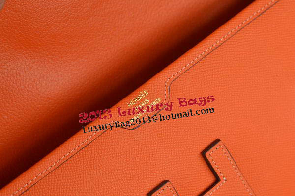 Hermes Jige Clutch Bag Calfskin Leather Orange Hermes Jige Clutch Bag Calfskin Leather Orange