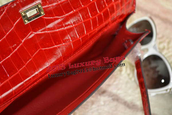 Hermes Kelly Clutch Bag Croco Leather K31 Red Hermes Kelly Clutch Bag Croco Leather K31 Red