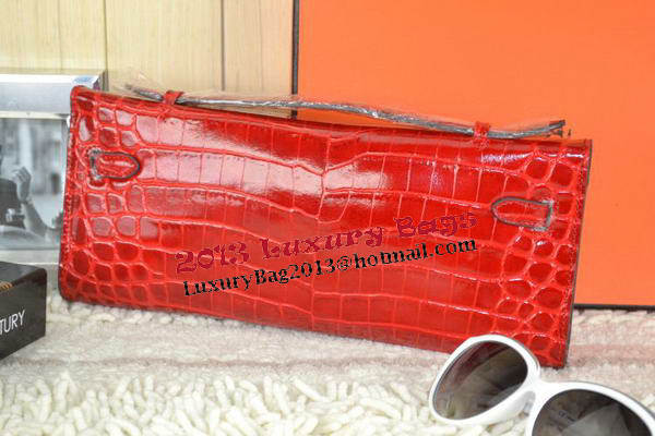 Hermes Kelly Clutch Bag Croco Leather K31 Red Hermes Kelly Clutch Bag Croco Leather K31 Red