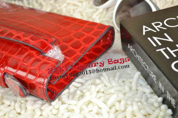 Hermes Kelly Clutch Bag Croco Leather K31 Red Hermes Kelly Clutch Bag Croco Leather K31 Red
