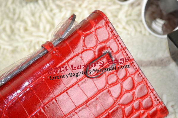 Hermes Kelly Clutch Bag Croco Leather K31 Red Hermes Kelly Clutch Bag Croco Leather K31 Red
