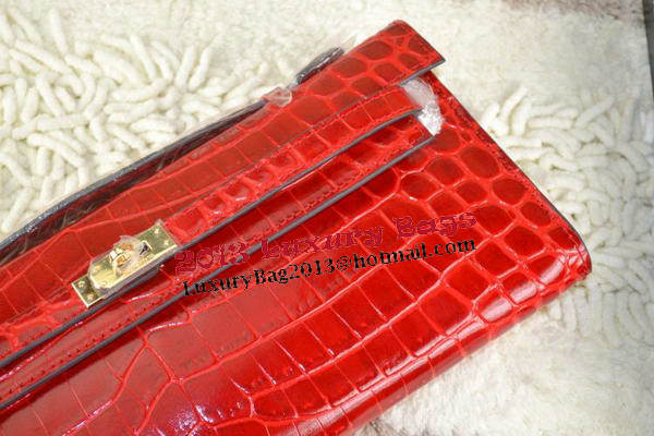 Hermes Kelly Clutch Bag Croco Leather K31 Red Hermes Kelly Clutch Bag Croco Leather K31 Red