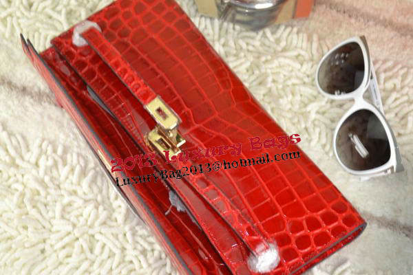 Hermes Kelly Clutch Bag Croco Leather K31 Red Hermes Kelly Clutch Bag Croco Leather K31 Red