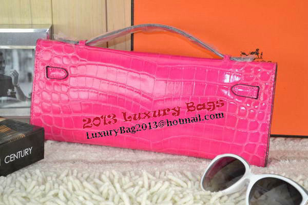 Hermes Kelly Clutch Bag Croco Leather K31 Rose Hermes Kelly Clutch Bag Croco Leather K31 Rose