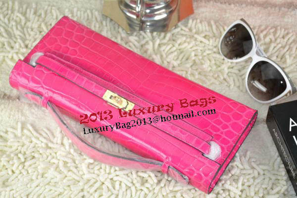 Hermes Kelly Clutch Bag Croco Leather K31 Rose Hermes Kelly Clutch Bag Croco Leather K31 Rose