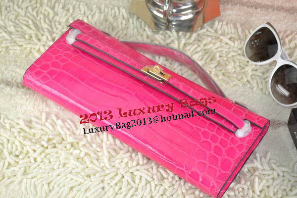 Hermes Kelly Clutch Bag Croco Leather K31 Rose Hermes Kelly Clutch Bag Croco Leather K31 Rose