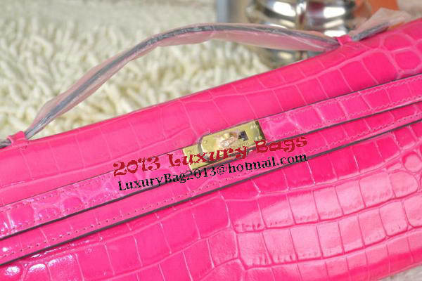 Hermes Kelly Clutch Bag Croco Leather K31 Rose Hermes Kelly Clutch Bag Croco Leather K31 Rose