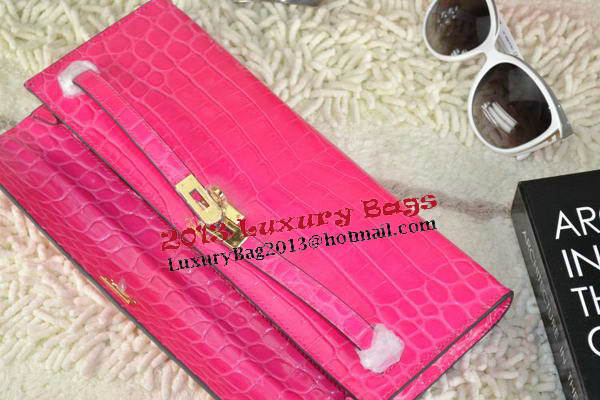 Hermes Kelly Clutch Bag Croco Leather K31 Rose Hermes Kelly Clutch Bag Croco Leather K31 Rose