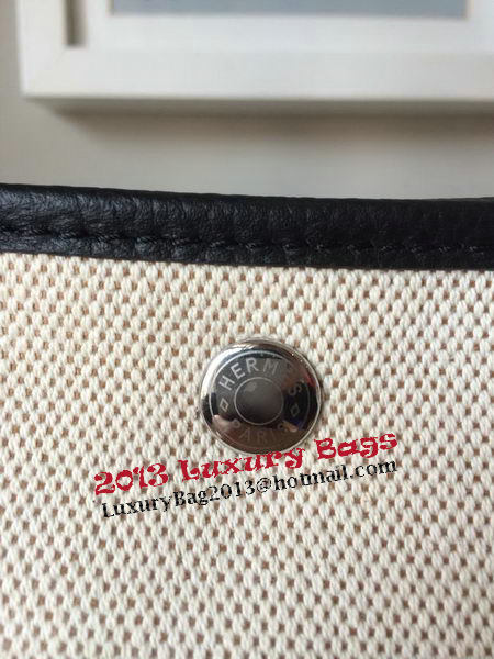 Hermes Garden Party 30CM Bag Canvas Leather H11S Black&White Hermes Garden Party 30CM Bag Canvas Leather H11S Black&White