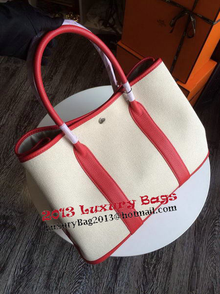 Hermes Garden Party 36CM Bag Canvas Leather H11M Red Hermes Garden Party 36CM Bag Canvas Leather H11M Red