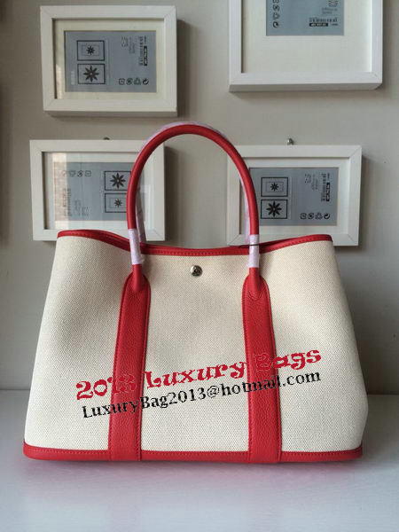 Hermes Garden Party 36CM Bag Canvas Leather H11M Red Hermes Garden Party 36CM Bag Canvas Leather H11M Red