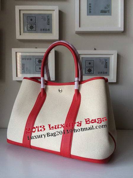 Hermes Garden Party 36CM Bag Canvas Leather H11M Red Hermes Garden Party 36CM Bag Canvas Leather H11M Red