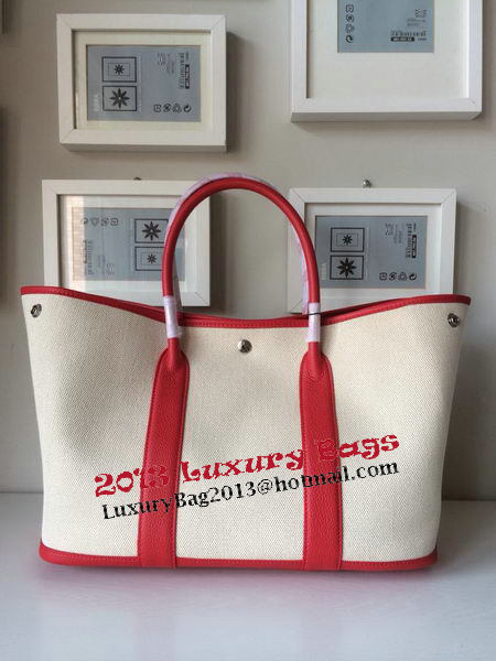 Hermes Garden Party 36CM Bag Canvas Leather H11M Red Hermes Garden Party 36CM Bag Canvas Leather H11M Red
