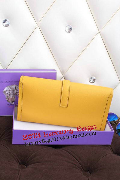 Hermes Jige Clutch Bag Calfskin Leather H258 Lemon Hermes Jige Clutch Bag Calfskin Leather H258 Lemon