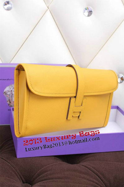 Hermes Jige Clutch Bag Calfskin Leather H258 Lemon Hermes Jige Clutch Bag Calfskin Leather H258 Lemon