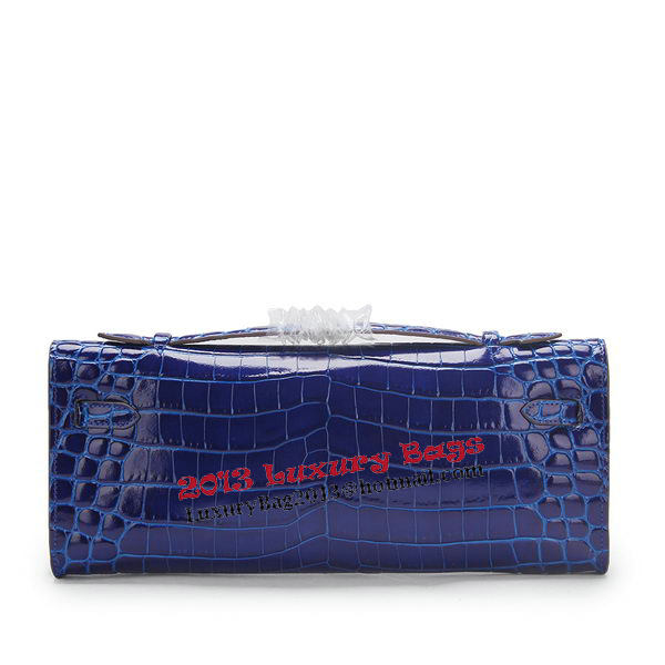 Hermes Kelly Clutch Bag Croco Leather K1002 Blue Hermes Kelly Clutch Bag Croco Leather K1002 Blue