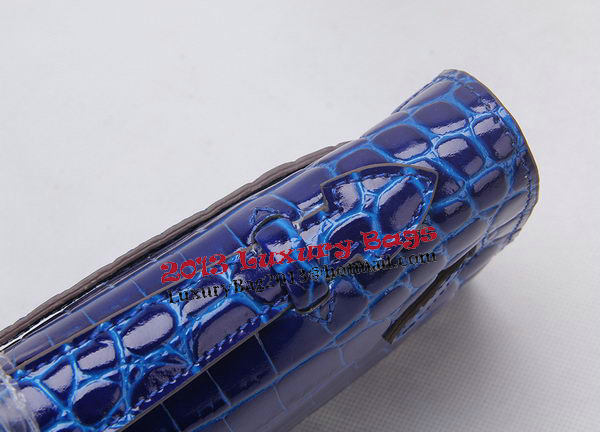 Hermes Kelly Clutch Bag Croco Leather K1002 Blue Hermes Kelly Clutch Bag Croco Leather K1002 Blue