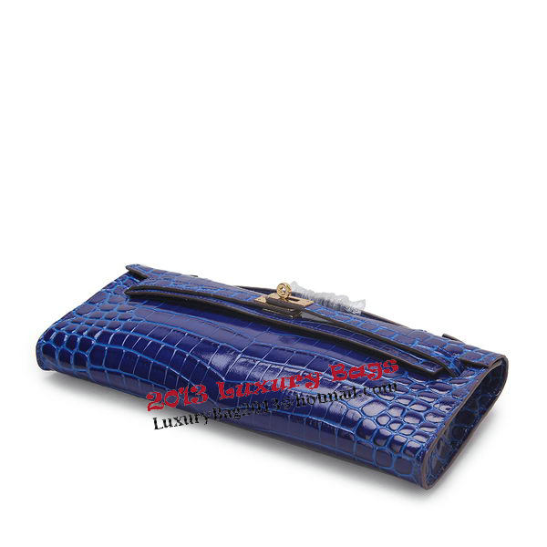 Hermes Kelly Clutch Bag Croco Leather K1002 Blue Hermes Kelly Clutch Bag Croco Leather K1002 Blue