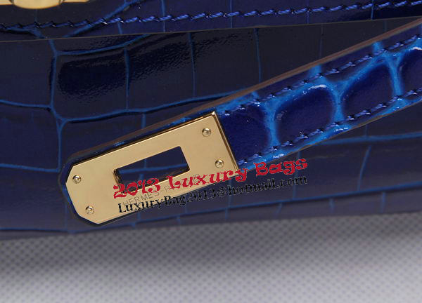 Hermes Kelly Clutch Bag Croco Leather K1002 Blue Hermes Kelly Clutch Bag Croco Leather K1002 Blue