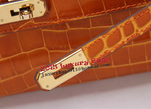 Hermes Kelly Clutch Bag Croco Leather K1002 Brown Hermes Kelly Clutch Bag Croco Leather K1002 Brown