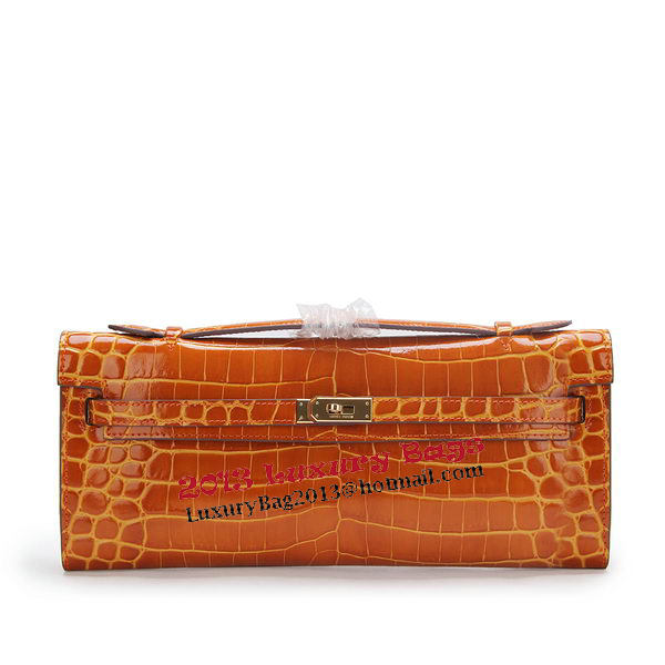 Hermes Kelly Clutch Bag Croco Leather K1002 Brown Hermes Kelly Clutch Bag Croco Leather K1002 Brown