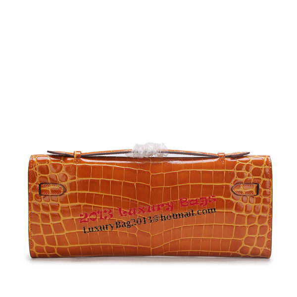 Hermes Kelly Clutch Bag Croco Leather K1002 Brown Hermes Kelly Clutch Bag Croco Leather K1002 Brown