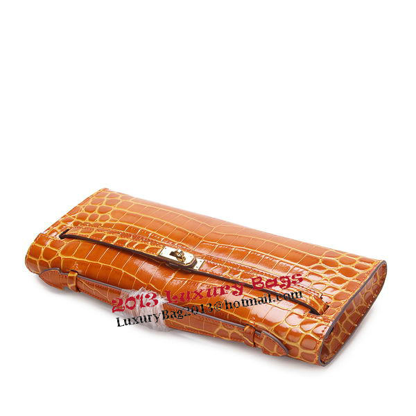 Hermes Kelly Clutch Bag Croco Leather K1002 Brown Hermes Kelly Clutch Bag Croco Leather K1002 Brown
