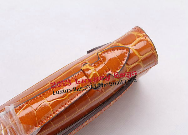 Hermes Kelly Clutch Bag Croco Leather K1002 Brown Hermes Kelly Clutch Bag Croco Leather K1002 Brown