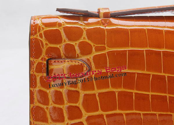 Hermes Kelly Clutch Bag Croco Leather K1002 Brown Hermes Kelly Clutch Bag Croco Leather K1002 Brown
