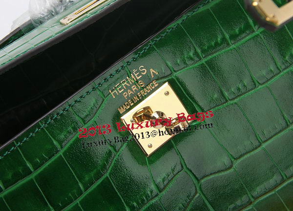 Hermes Kelly Clutch Bag Croco Leather K1002 Green Hermes Kelly Clutch Bag Croco Leather K1002 Green