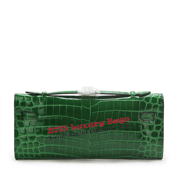 Hermes Kelly Clutch Bag Croco Leather K1002 Green Hermes Kelly Clutch Bag Croco Leather K1002 Green