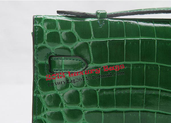 Hermes Kelly Clutch Bag Croco Leather K1002 Green Hermes Kelly Clutch Bag Croco Leather K1002 Green