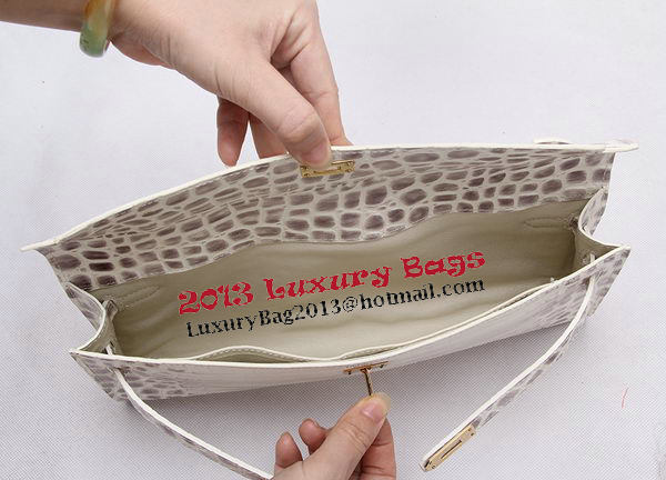 Hermes Kelly Clutch Bag Croco Leather K1002 OffWhite Hermes Kelly Clutch Bag Croco Leather K1002 OffWhite