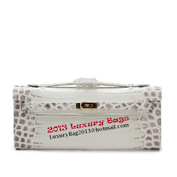Hermes Kelly Clutch Bag Croco Leather K1002 OffWhite Hermes Kelly Clutch Bag Croco Leather K1002 OffWhite