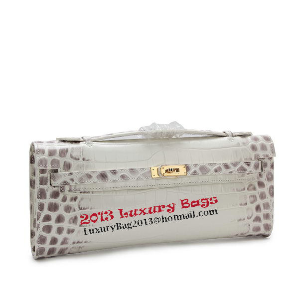 Hermes Kelly Clutch Bag Croco Leather K1002 OffWhite Hermes Kelly Clutch Bag Croco Leather K1002 OffWhite