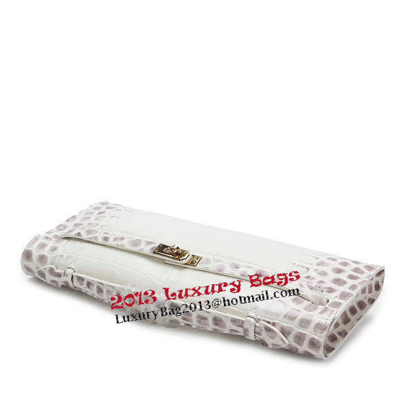 Hermes Kelly Clutch Bag Croco Leather K1002 OffWhite Hermes Kelly Clutch Bag Croco Leather K1002 OffWhite