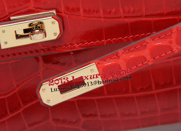 Hermes Kelly Clutch Bag Croco Leather K1002 Red Hermes Kelly Clutch Bag Croco Leather K1002 Red