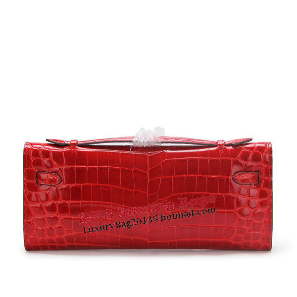 Hermes Kelly Clutch Bag Croco Leather K1002 Red Hermes Kelly Clutch Bag Croco Leather K1002 Red