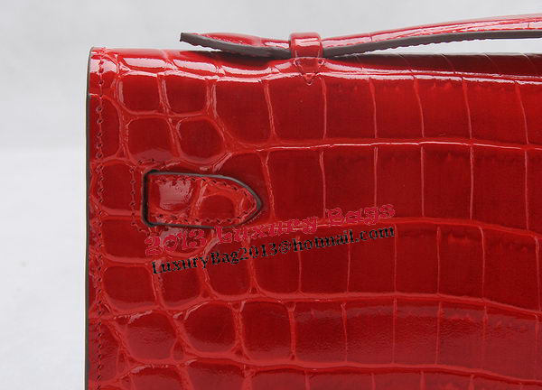 Hermes Kelly Clutch Bag Croco Leather K1002 Red Hermes Kelly Clutch Bag Croco Leather K1002 Red