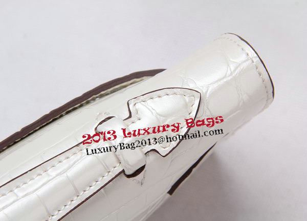 Hermes Kelly Clutch Bag Croco Leather K1002 White Hermes Kelly Clutch Bag Croco Leather K1002 White